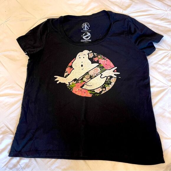 Recycled Karma Floral Ghost Busters Black Short Sleeve Top Size 1 - Picture 1 of 5